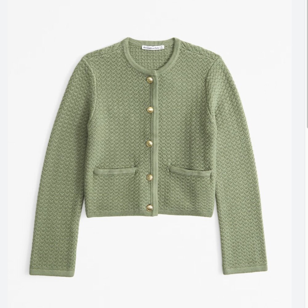 NWT Abercrombie & Fitch Textural sweater cardigan Green Size xs